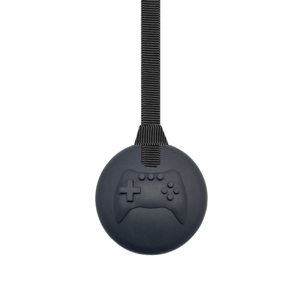 Black Gamer sensory chew necklace on a plain black lanyard