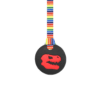 black-red Jurassic dinosaur sensory chew with retro stripes lanyard