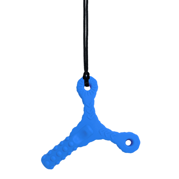 Chonka chews Y tube blue sensory chew on black cord