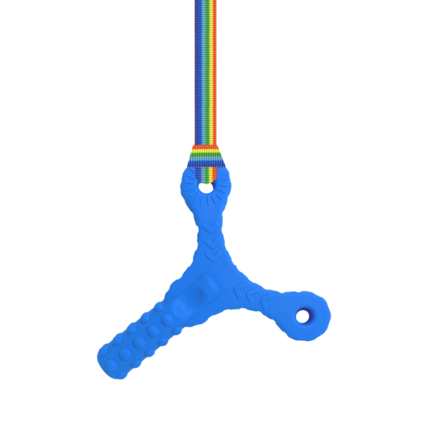 Chonka chews Y tube blue sensory chew with rainbow pride lanyard