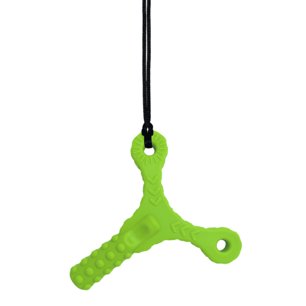 Chonka chews Y tube green sensory chew on black cord, perfect for those with ADHD