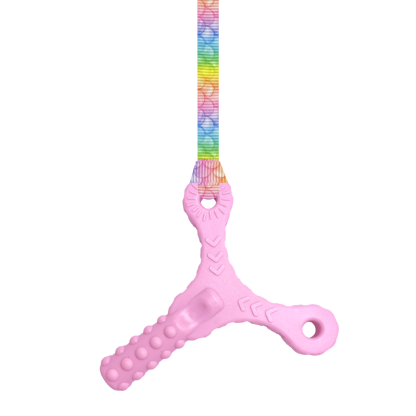 Chonka chews Y tube pink sensory chew with mermaid scales lanyard