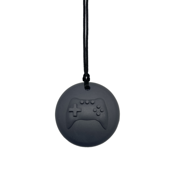 Black Gamer sensory chew necklace on black cord