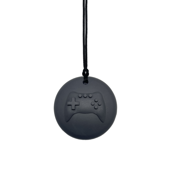 Black Gamer sensory chew necklace on black cord