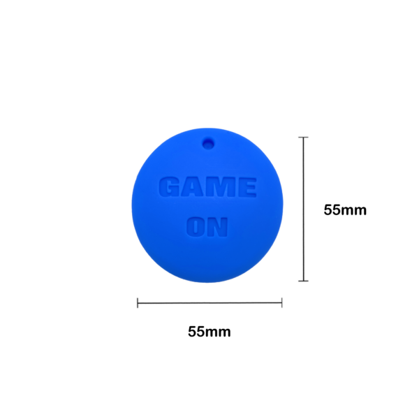 Blue Gamer sensory chew necklace with measurements