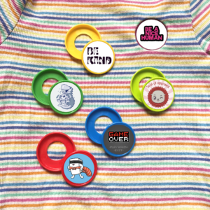 Pop badges funky designs rainbow top