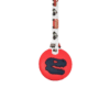 red-black Jurassic dinosaur sensory chew with vehicles lanyard