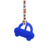 blue car chew necklace with transport lanyard