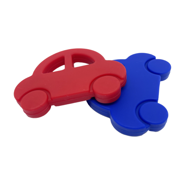 red and blue car chew necklaces sensory oojamabobs