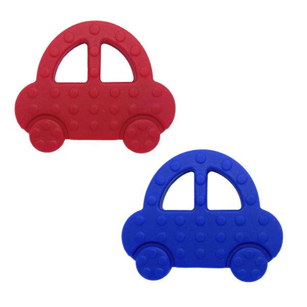 red and blue car chew necklaces sensory oojamabobs