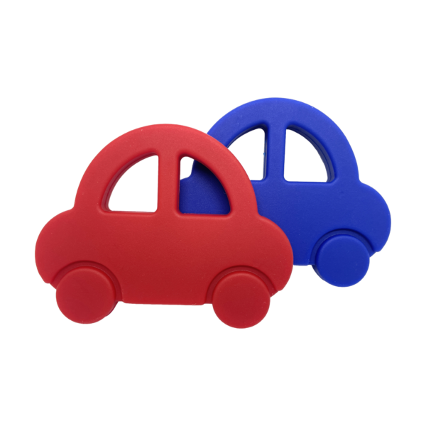 red and blue car chew necklaces sensory oojamabobs