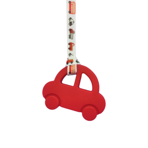 red car chew necklace with transport lanyard