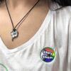 Pronoun pop badge with Pride flag backgrounds – they/them – from Sensory Oojamabobs