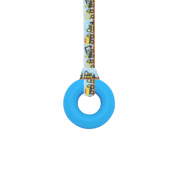 Blue ring sensory chew necklace with diggers lanyard