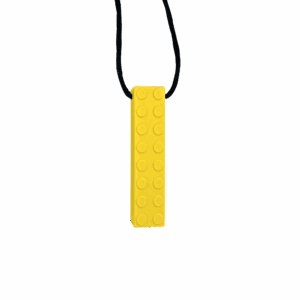 Brick chew necklace in yellow on black cord