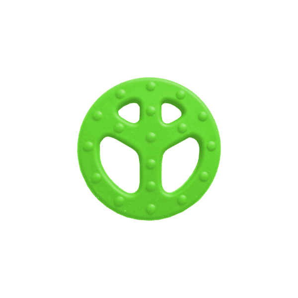 reverse face of green peace chew necklace