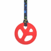 red peace chew necklace on black stars lanyard
