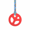 red peace chew necklace on rainbows lanyard