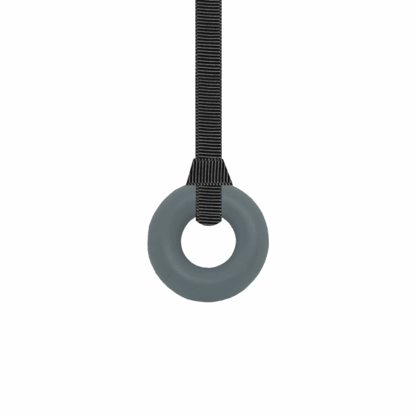 Grey ring sensory chew necklace with plain black lanyard
