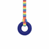 Navy ring sensory chew necklace with retro stripes lanyard