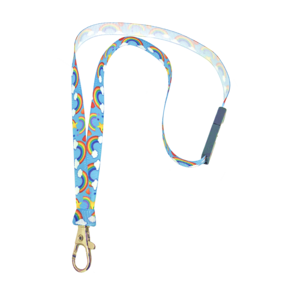 Rainbow neck lanyard with metal lobster clasp and breakaway clasp