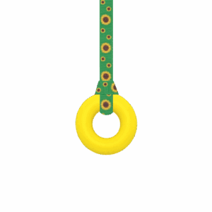 Yellow ring sensory chew necklace with sunflowers lanyard