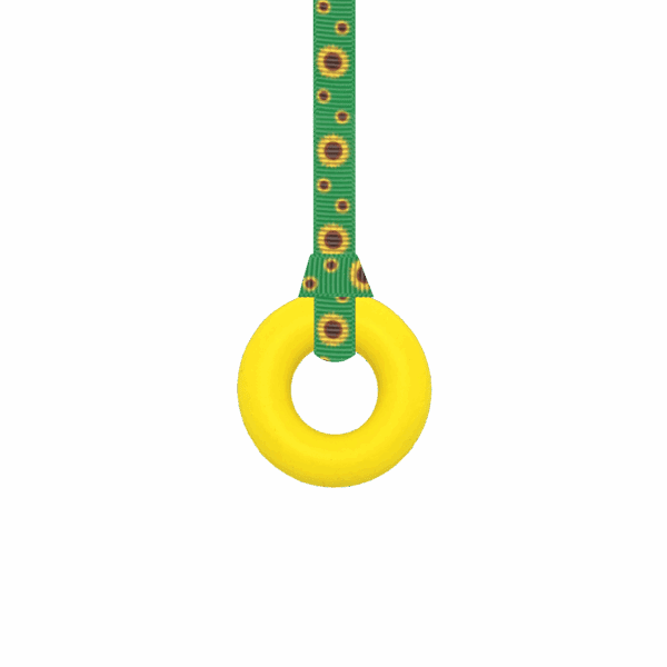 Yellow ring sensory chew necklace with sunflowers lanyard
