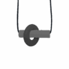 Black and grey Axle sensory chew necklace with moving parts on black cord, perfect for people with ADHD