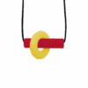 Yellow and red Axle sensory chew necklace with moving parts on black cord, perfect for people with ADHD