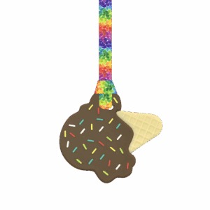 Brown chocolate ice cream chew necklace rainbow leaves